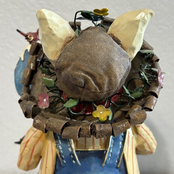 RARE UNIQUE FAUX CARVED WOOD BUNNY RABBIT FIGURINE 12” TALL - Picture 9 of 12